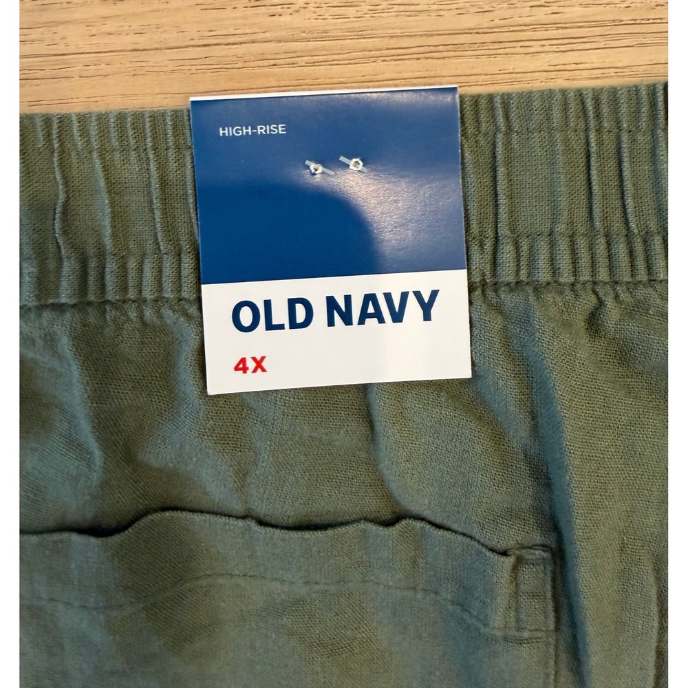 Old Navy High Waisted Linen Pants Olive Green Size 4X - Picture 3 of 5